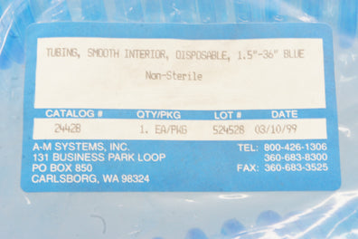 A-M Systems 2442B Tubing Smooth Interior Disposable 1.5inch -36inch Blue (x)